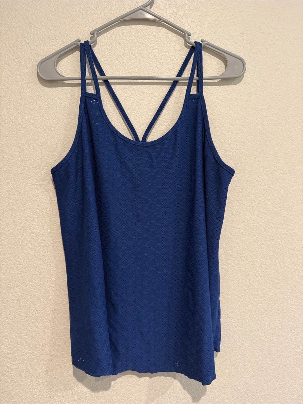 PTP- 22-27 Blue Strappy Women's Tank Top with eyelets